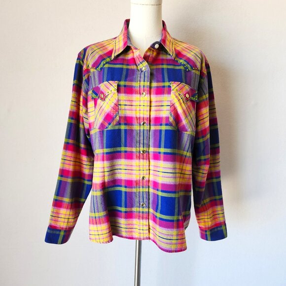 Panhandle Slim Rough Stock Jeweled Rhinestone Snap Western Shirt Plaid - Picture 1 of 10